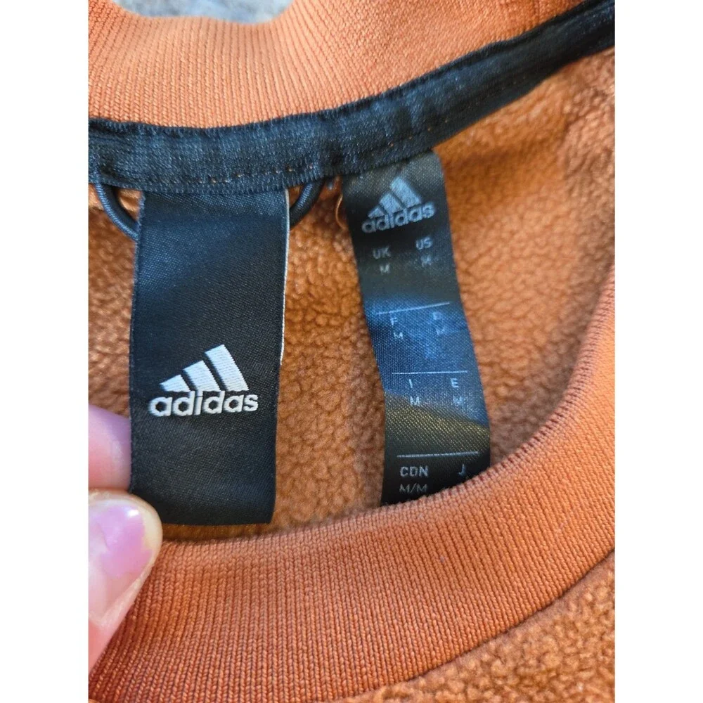 Adidas Women's Burnt Orange Crewneck Fleece with Side Zippers Size M